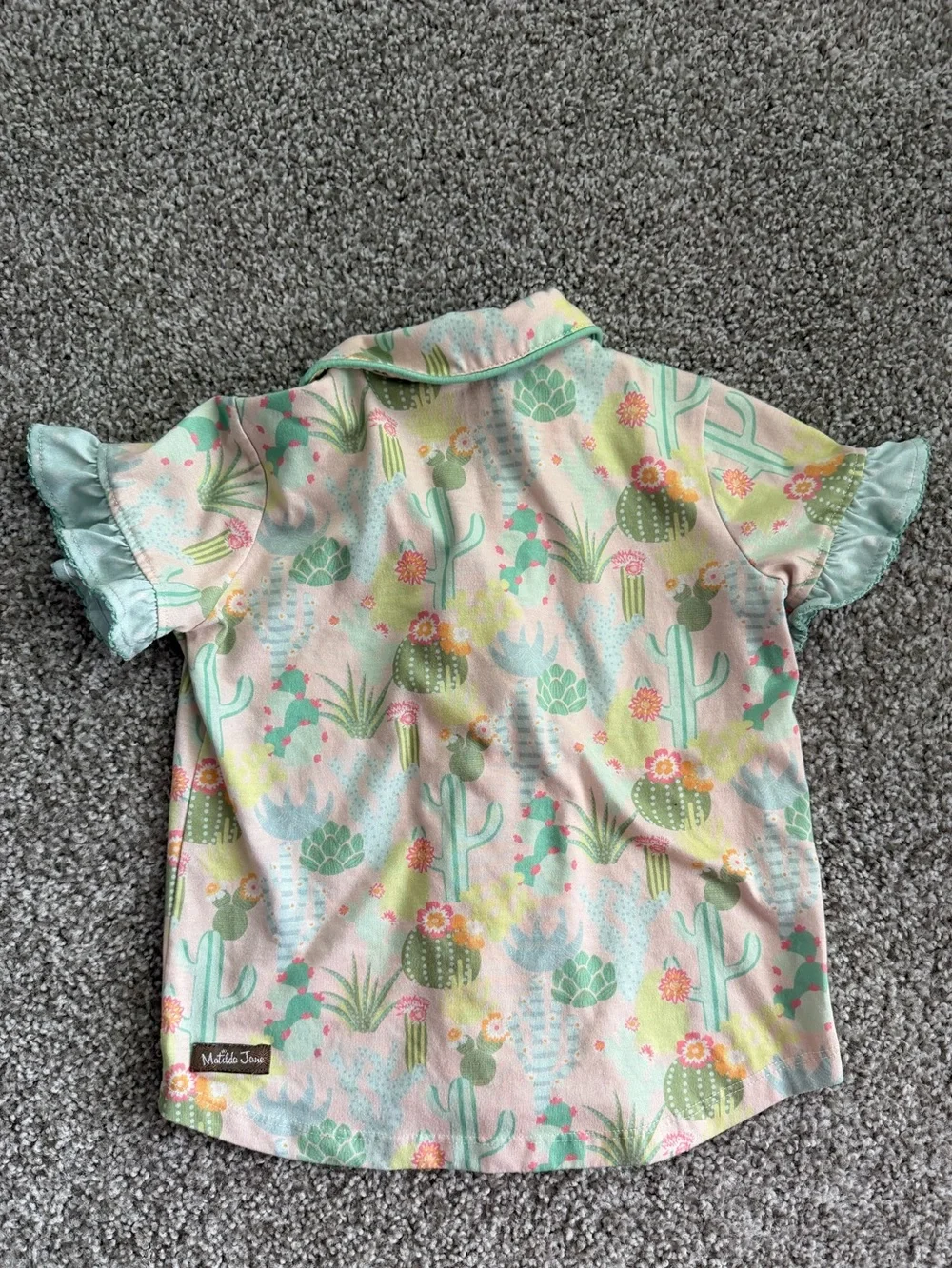 Matilda Jane Pastel Cactus Print Button-Up Top - Mint, Pink, Yellow